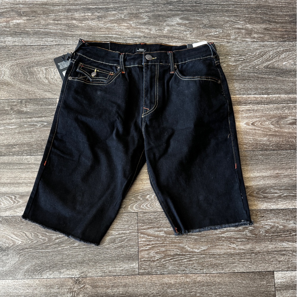 True Religion Dark Wash Jean Shorts Horseshoe Pocket Designer Denim Men’s